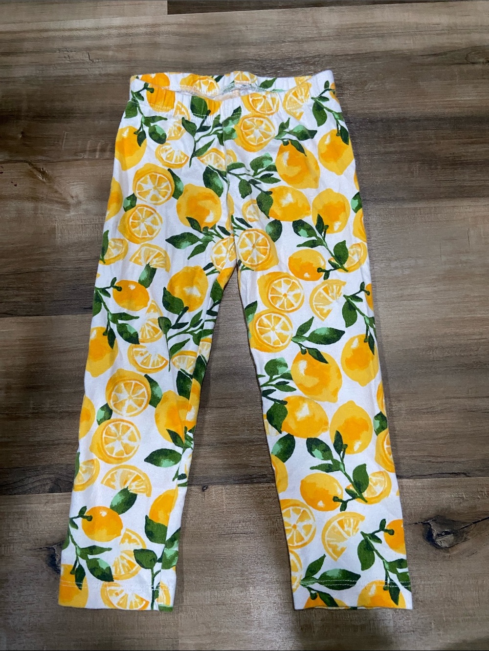Kids Lemon Print Cotton Pajama Pants - White & Yellow